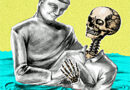 Skeleton getting baptized.