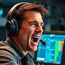 A baby curiously touching a man's face while he lies on grass.