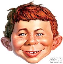 Alfred E. Neuman grinning MAD magazine mascot