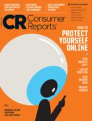 Consumer Reports cover: person with bubble helmet