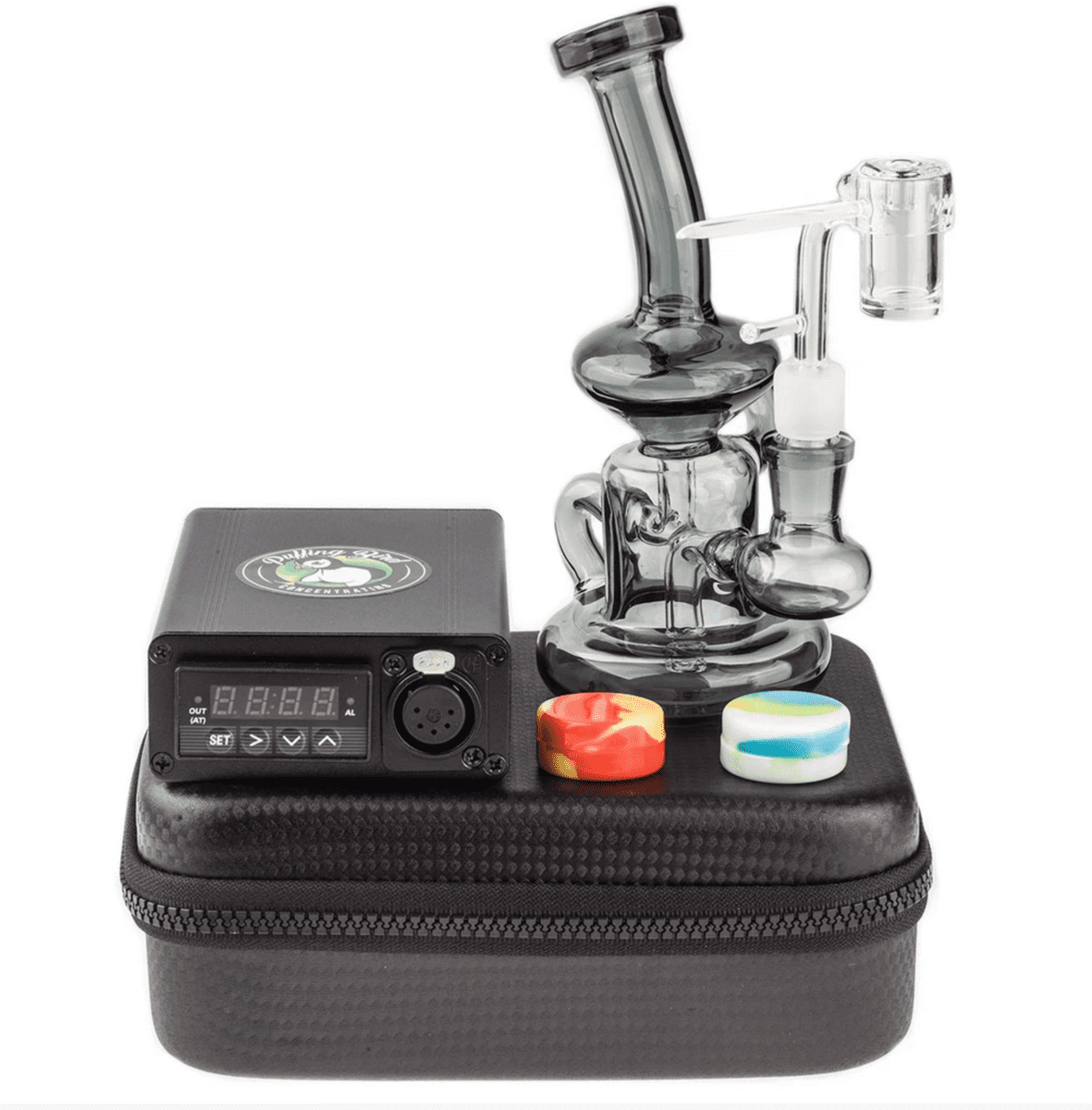 Glass dab rig with e-nail and case