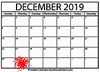 December 2019 calendar with red mark on 25