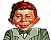 Grinning gap-toothed red-haired cartoon character