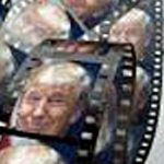 Filmstrip with repeated elderly man's portraits