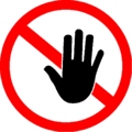 Do not enter hand stop sign