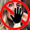 Prohibition sign over shouting woman