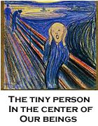 A small figure in the center of an expressive, swirling scene.