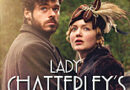 "Lady Chatterley's Lover" poster featuring two characters in period attire, set in a lush outdoor background.