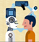 image of a robot facing a human