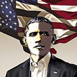 Image of Barack Obama with half his face black and the other half white