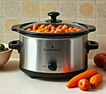 a crock pot filled with diced carrots
