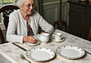 old woman eating alone