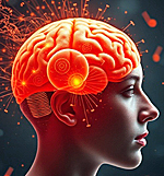 person with an orange brain