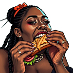 The fat singer Lizzo stuffing her fat face with a sandwich
