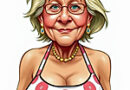 caricature of a frumpy looking Martha Stewart, the tosser