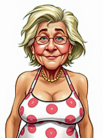 caricature of a frumpy looking Martha Stewart, the tosser