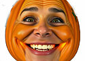 a human face on a jack o' lantern