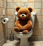 a charmin bear sitting on a toilet enjoying the go