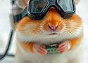 a hamster wearing goggles