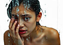 an image of a woman crying in the shower