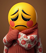 a crying emoji wrapped in a sweater