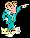 The Grammar Prick, a man in a suit with nthe head of a ram