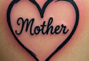 tattoo of a heart with "mother" written inside
