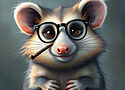 a POSSUM WEARING GLASSES