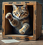 schrodinger's cat breaking out of its box