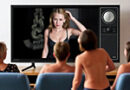people watching porn on a big screen