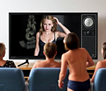 people watching porn on a big screen