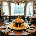 food arranged on a fancy table in a restaurant