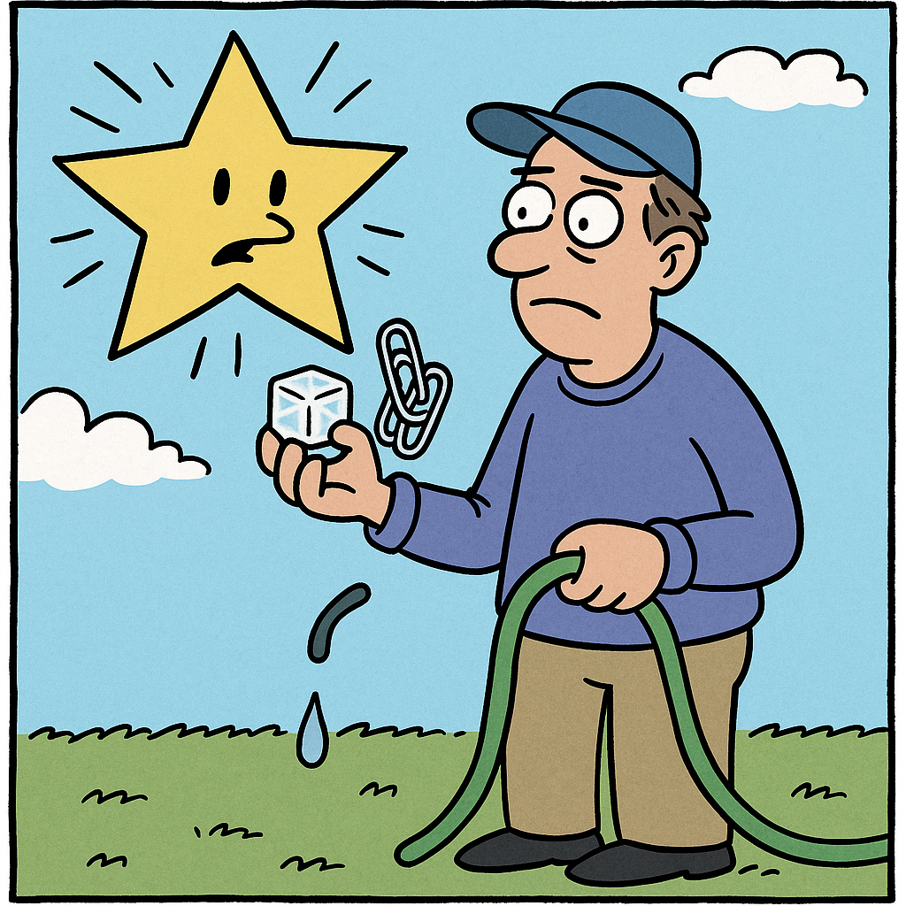 A cartoon of a man holding a light bulb.