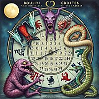 A mystical board game with eerie creatures and ancient symbols.