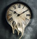 A surreal Clock Strikes None illustration of a melting wall clock face beginning to be enveloped in mist.