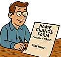 A man holding a change of name form.