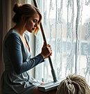 A baby curiously touching a man's face while he lies on grass.