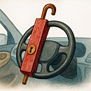 A baby curiously touching a man's face while he lies on grass.