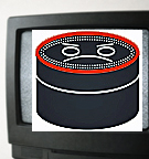 Cartoon cylindrical object with eyes on TV