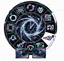 Alt Text: A retro-styled, slightly cracked television screen displays a neon, futuristic zodiac wheel, representing "Streaming Daily Horoscopes." The wheel includes satirical symbols such as pizza, tangled wires, mismatched socks, a broken printer, and a smartphone icon.