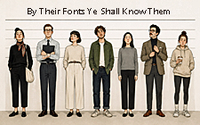 Minimalist lineup of seven people with subtle style differences, illustrating how small choices reflect personality and identity in Choose Your Default Font
