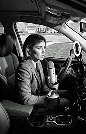 A true crime podcast delivered from a Subaru with a Blue Yeti microphone and ring light, aimed toward a suburban cul-de-sac with complete seriousness.