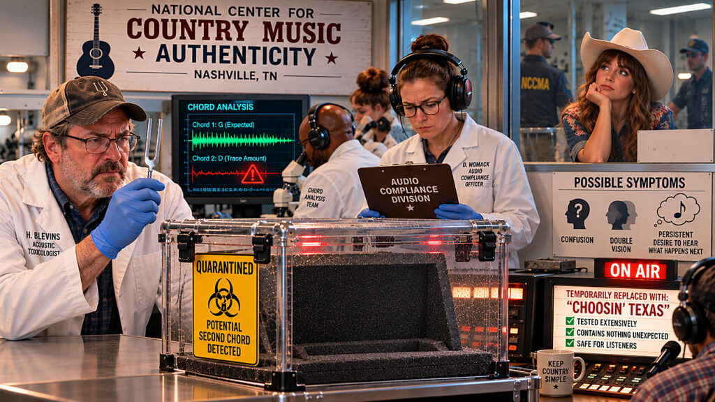 Ella Langley song quarantined in a Nashville country music lab after acoustic testing detects trace amounts of a second chord in the recording.