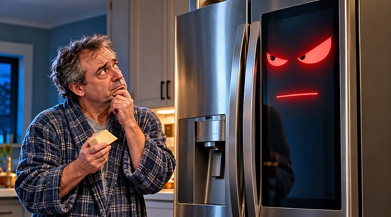 Damaging Emotional Neglect drives a Chester County man to sue his menacing smart fridge, whose icy glare and angry display offer little comfort or sympathy.