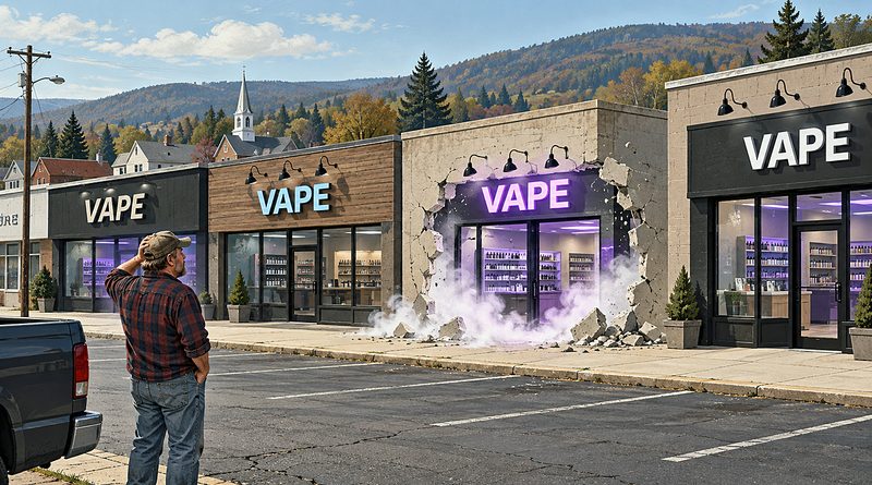 Pennsylvania Small towns face a mysterious invasion of vape shops as another storefront materializes before the eyes of a bewildered resident.