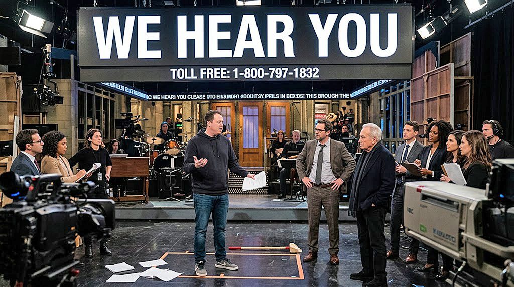 Shane Gillis SNL satire depicts the comedian at a mandatory apology broadcast, surrounded by nervous NBC executives determined to prevent another controversy.